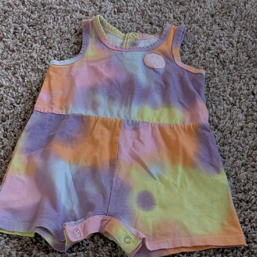 Converse Girls Tie-Dye Sleeveless Romper in Pastel Rainbow